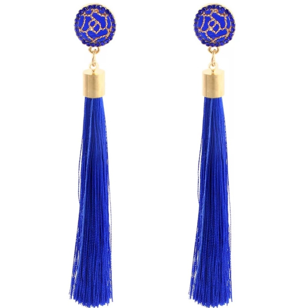 Fringe Tassel Statement Rhinestone Earrings